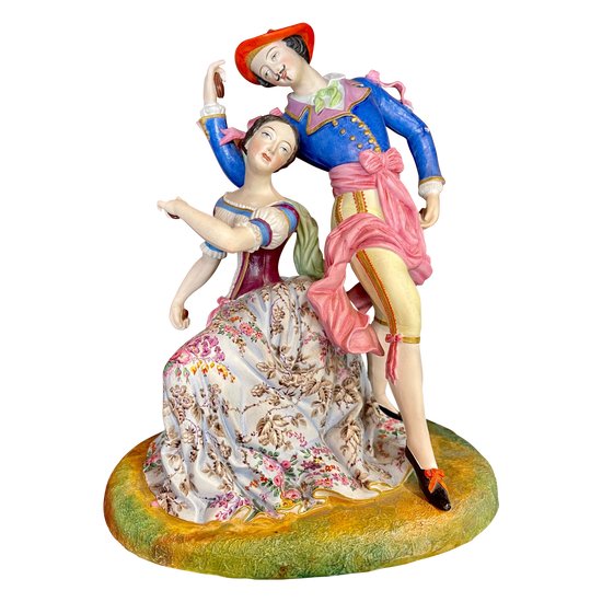 PARIS, MANUFACTURE of JEAN-BAPTISTE GILLE called GILLE JEUNE (1837-1868). Beautiful group of dancers in polychrome cookie XIXth century.