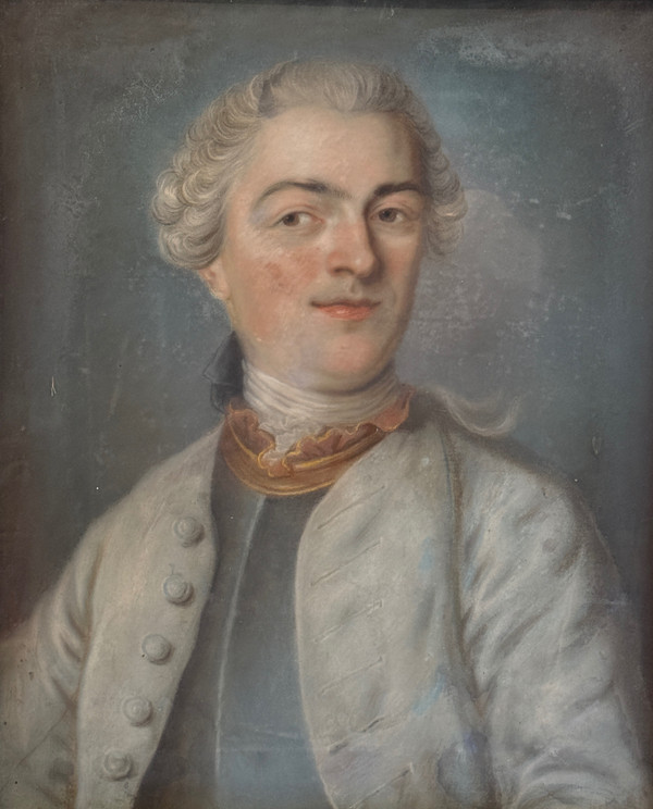 Ritratto di uomo Luigi XVI, pastello d'epoca, 1780 circa.