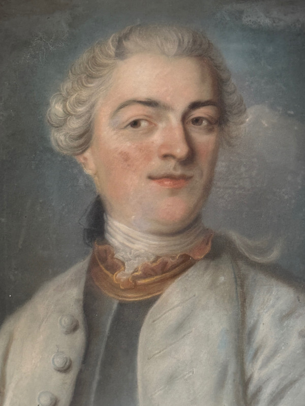 Ritratto di uomo Luigi XVI, pastello d'epoca, 1780 circa.