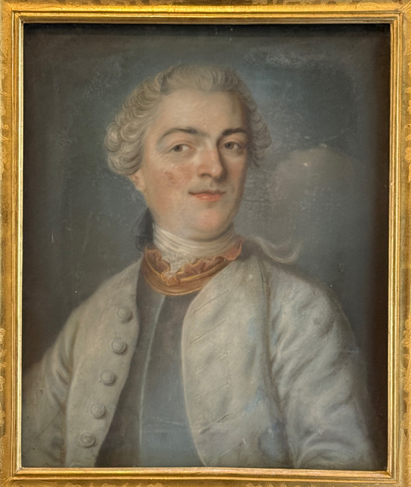 Ritratto di uomo Luigi XVI, pastello d'epoca, 1780 circa.