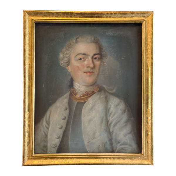 Ritratto di uomo Luigi XVI, pastello d'epoca, 1780 circa.