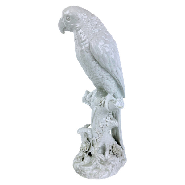 Perroquet en porcelaine allemande, XIXème