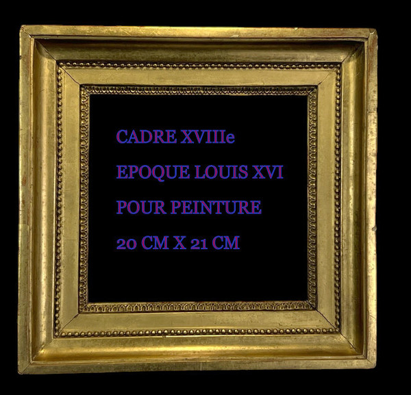Rahmen XVIIIe EPOQUE LOUIS XVI aus vergoldetem Holz mit Skulpturen für Malerei 20 CM x 21 CM