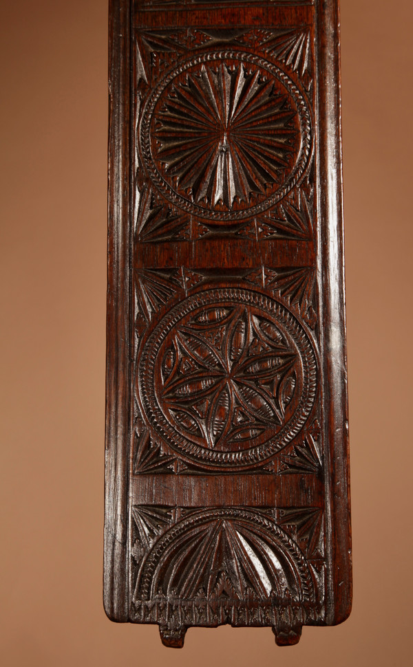 A very finely carved Dutch oak mangle board. Circa 1800.
