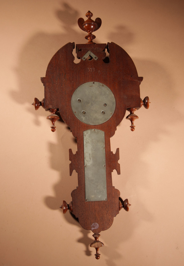 Very elegant William III style Dutch mahogany barometer thermometer circa 1900.
