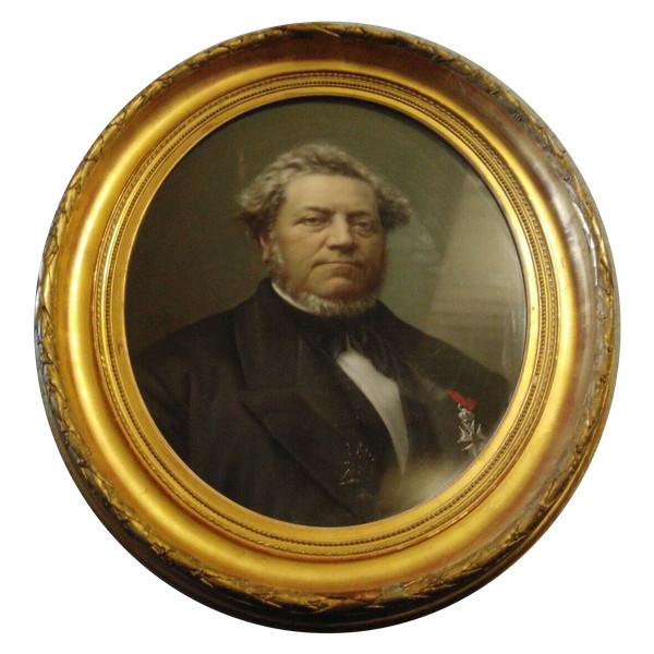 Jean-François BATUT (1828-1907) Tableau Pastel ovale 1868