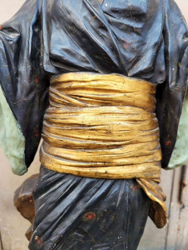 Att à Goldscheider, giapponese, scultura in terracotta dipinta, XIX secolo