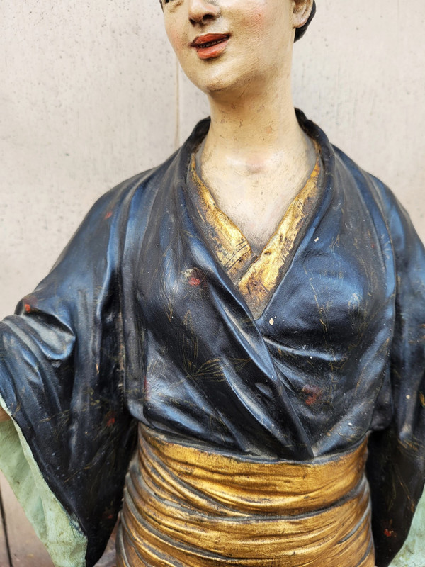 Att à Goldscheider, giapponese, scultura in terracotta dipinta, XIX secolo