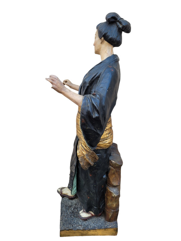 Att à Goldscheider, giapponese, scultura in terracotta dipinta, XIX secolo