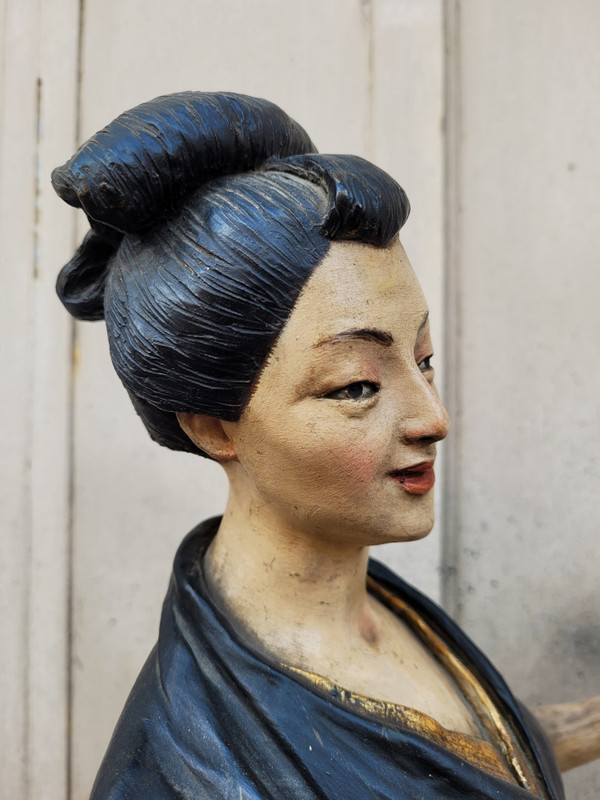 Att à Goldscheider, giapponese, scultura in terracotta dipinta, XIX secolo