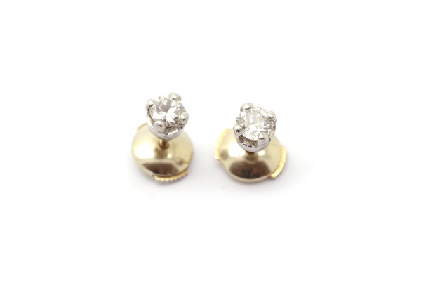 Diamant-Ohrstecker aus Platin und 18k Weißgold, Diamantchips im Brillantschliff