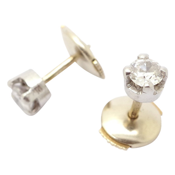Diamant-Ohrstecker aus Platin und 18k Weißgold, Diamantchips im Brillantschliff