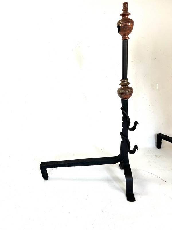 Pair of Grands Landiers de Château en Bourgogne, 18ᵉ Siècle - Monogrammed andirons