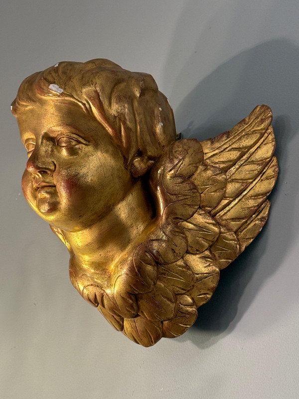 Cherubin Putti Aus vergoldetem Holz aus dem 18. Jahrhundert