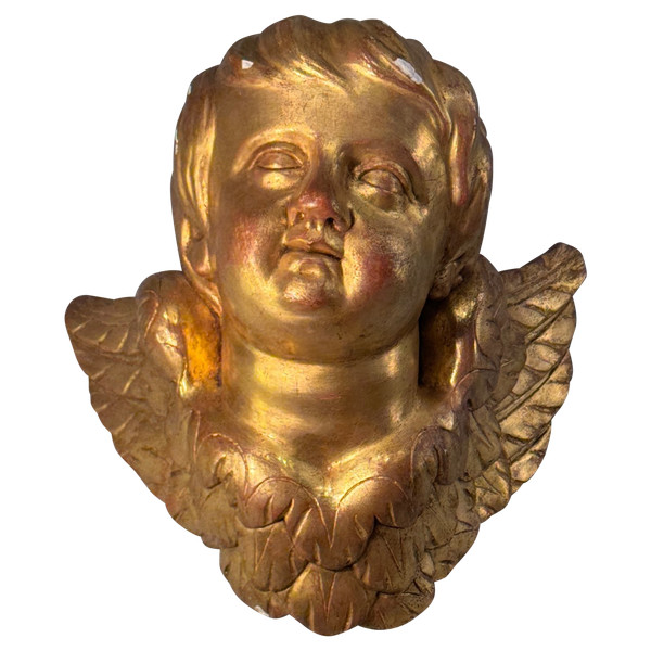 Cherubin Putti Aus vergoldetem Holz aus dem 18. Jahrhundert