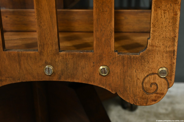 Revolving bookcase in walnut, stamped G.Lancelin - 1900