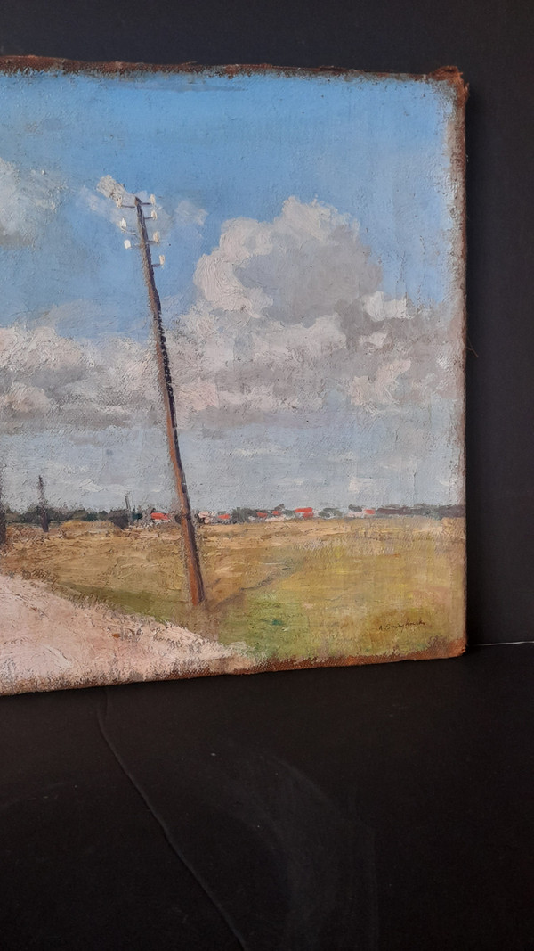SWIEYKOWSKI Alfred 1869-1953 paesaggio con asta