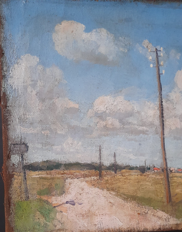 SWIEYKOWSKI Alfred 1869-1953 paesaggio con asta