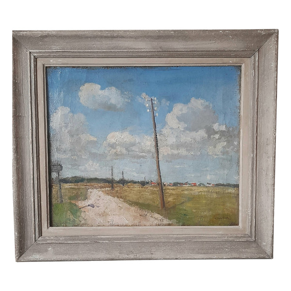 SWIEYKOWSKI Alfred 1869-1953 paesaggio con asta