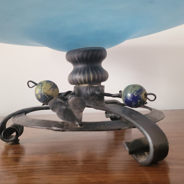 C. SCHNEIDER Glass and Wrought Iron Bowl, circa 1920