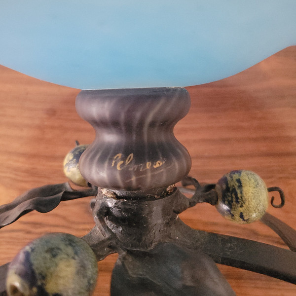 C. SCHNEIDER Glass and Wrought Iron Bowl, circa 1920