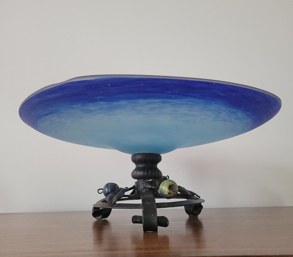 C. SCHNEIDER Glass and Wrought Iron Bowl, circa 1920