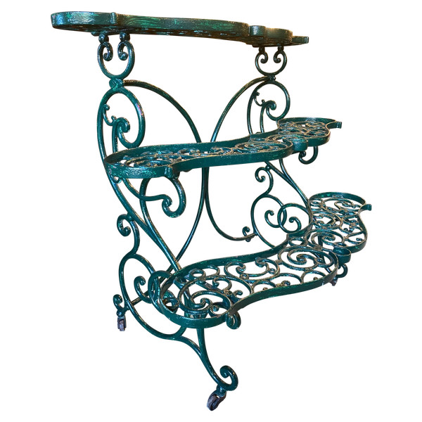 Portafiori in ghisa / mensola da giardino, decorazione a volute, periodo Napoleone III