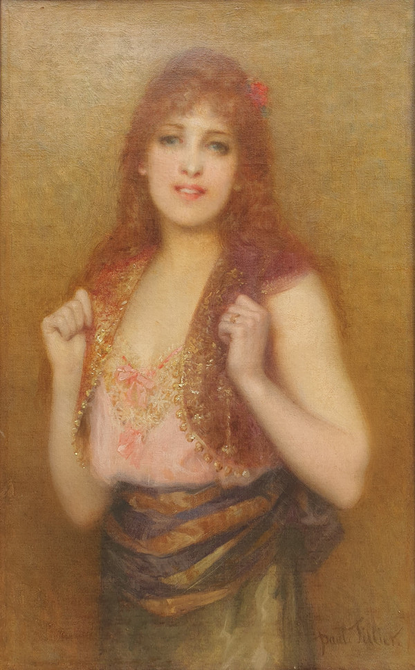 Paul TILLIER - Ritratto di una giovane donna dai capelli rossi e dagli occhi verdi