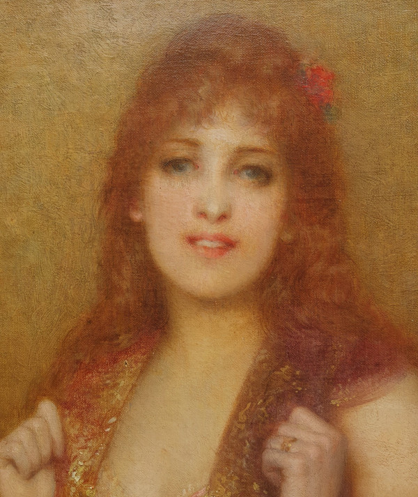 Paul TILLIER - Ritratto di una giovane donna dai capelli rossi e dagli occhi verdi