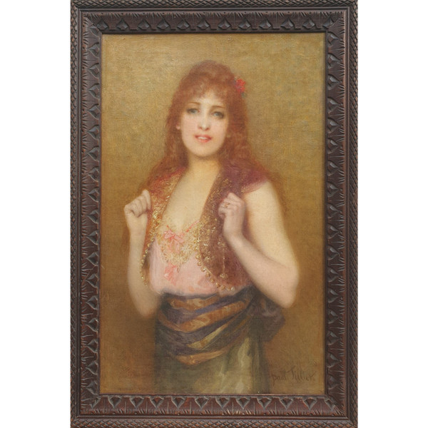 Paul TILLIER - Ritratto di una giovane donna dai capelli rossi e dagli occhi verdi