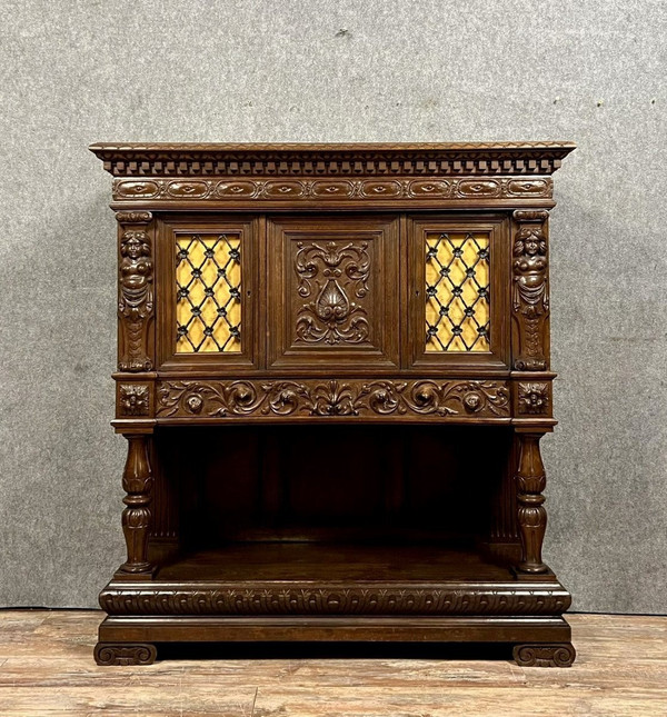 Renaissance-style sideboard in walnut and oak circa 1850