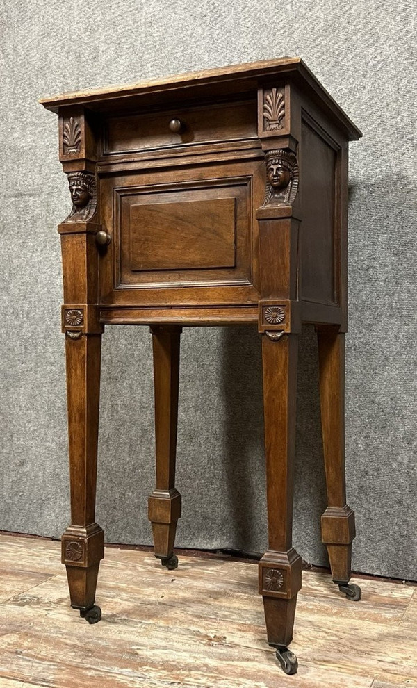 empire / consulate walnut bedside table circa 1850
