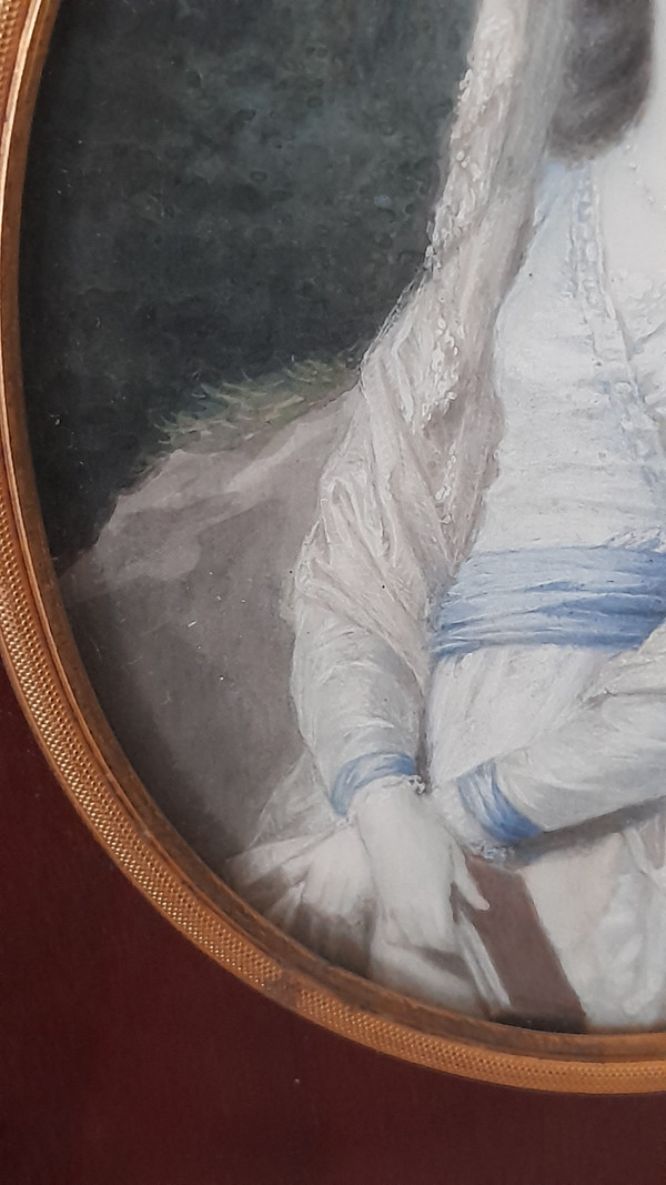 Miniatura di giovane donna a guazzo su avorio, inizio XIX secolo
