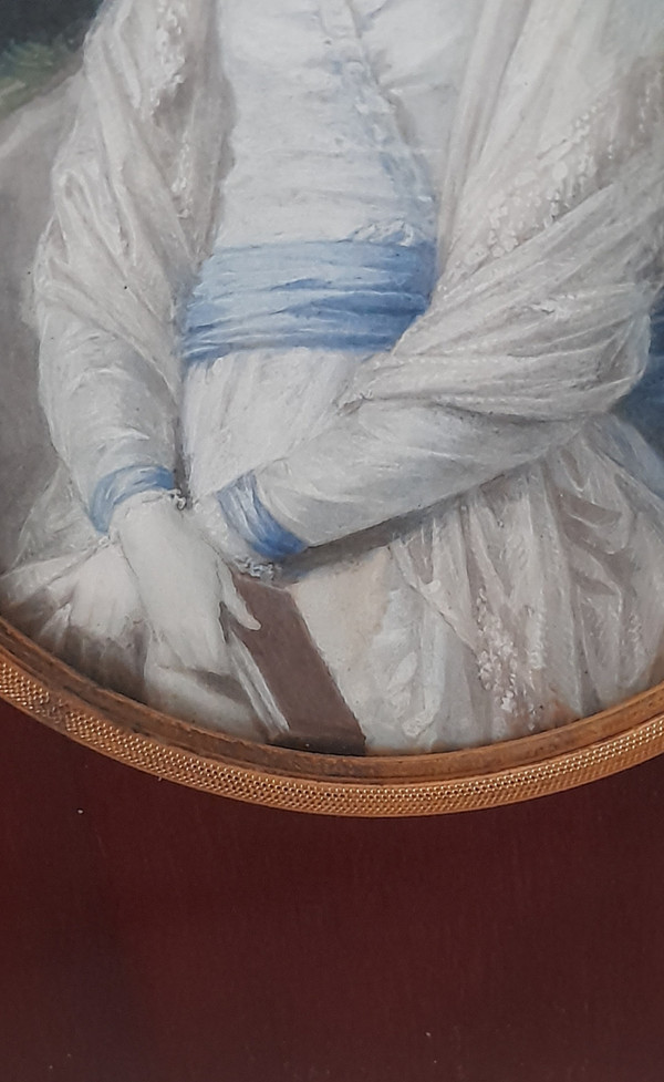 Miniatura di giovane donna a guazzo su avorio, inizio XIX secolo