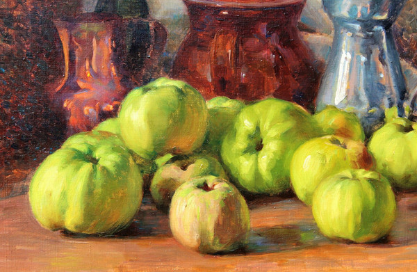 François FORICHON 1865-1952 Nature morte aux pommes, tableau, 1929, post-impressionnisme, Art Déco