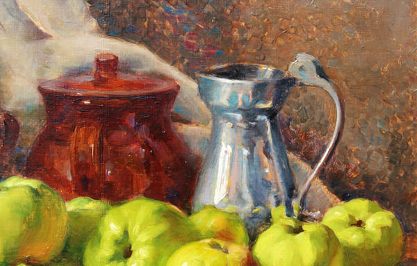 François FORICHON 1865-1952 Nature morte aux pommes, tableau, 1929, post-impressionnisme, Art Déco