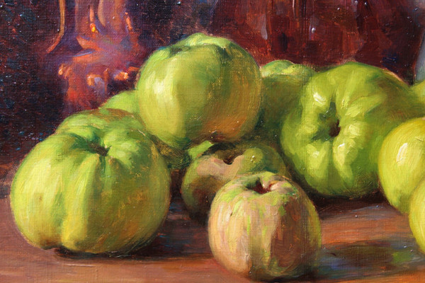 François FORICHON 1865-1952 Nature morte aux pommes, tableau, 1929, post-impressionnisme, Art Déco