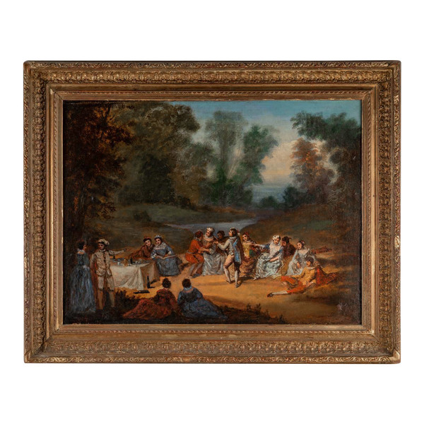 Französische Schule des 18. Jahrhunderts - Banquet Champêtre Öl auf Leinwand um 1750