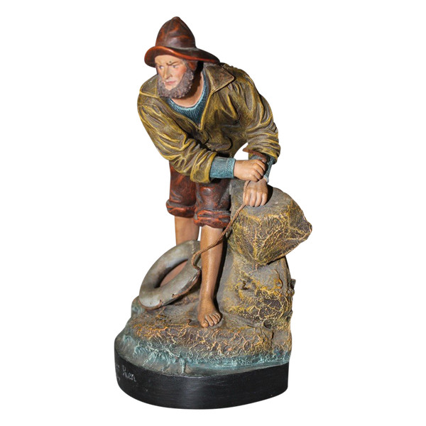 Terrakotta Figur eines bretonischen Fischers Um 1900