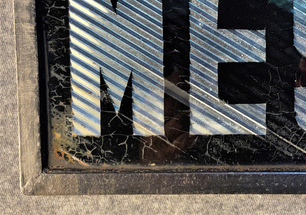 Enseigne « coiffeur » double face art déco en verre églomisé vers 1930