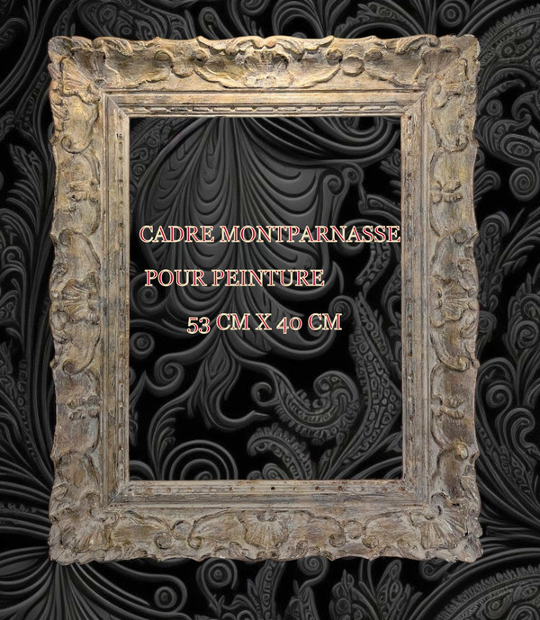 ANCIENT 19th CENTURY FRAME IN WOOD AND GILDED STUC SCULPTTED FOR PAINTING 53 cm x 40 cm