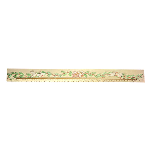 Large fronton de dessus de double porte en chêne sculpté d'époque XVIIIème