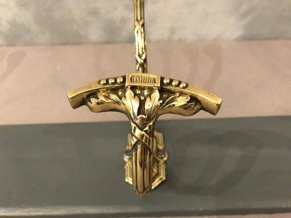 Kleiderstange, Kleiderhaken aus Bronze auf bemaltem Holz, Ende 19.
