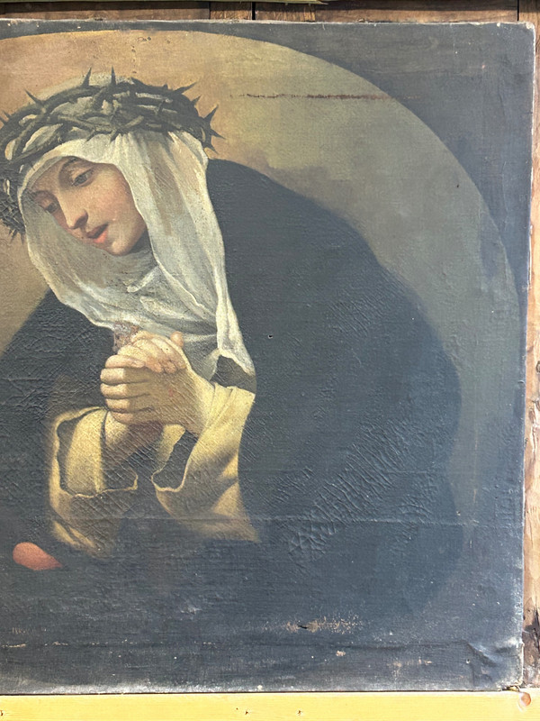 école Florentine Du XVIIème - Entourage De Volterrano - Sainte Catherine De Sienne En Prière 