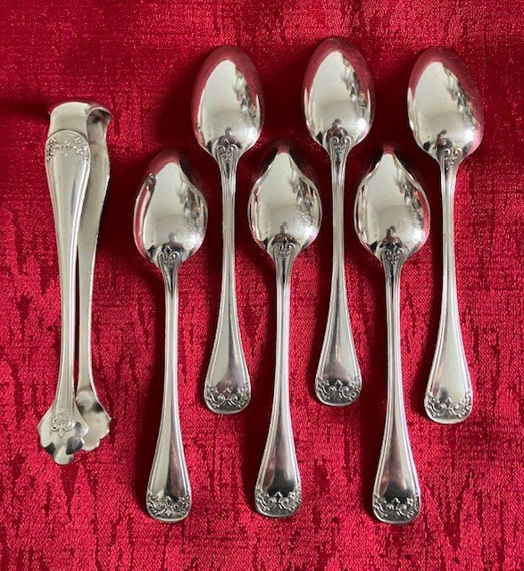 Bel set di 6 cucchiaini in metallo argentato di Ercuis della fine del XIX secolo.