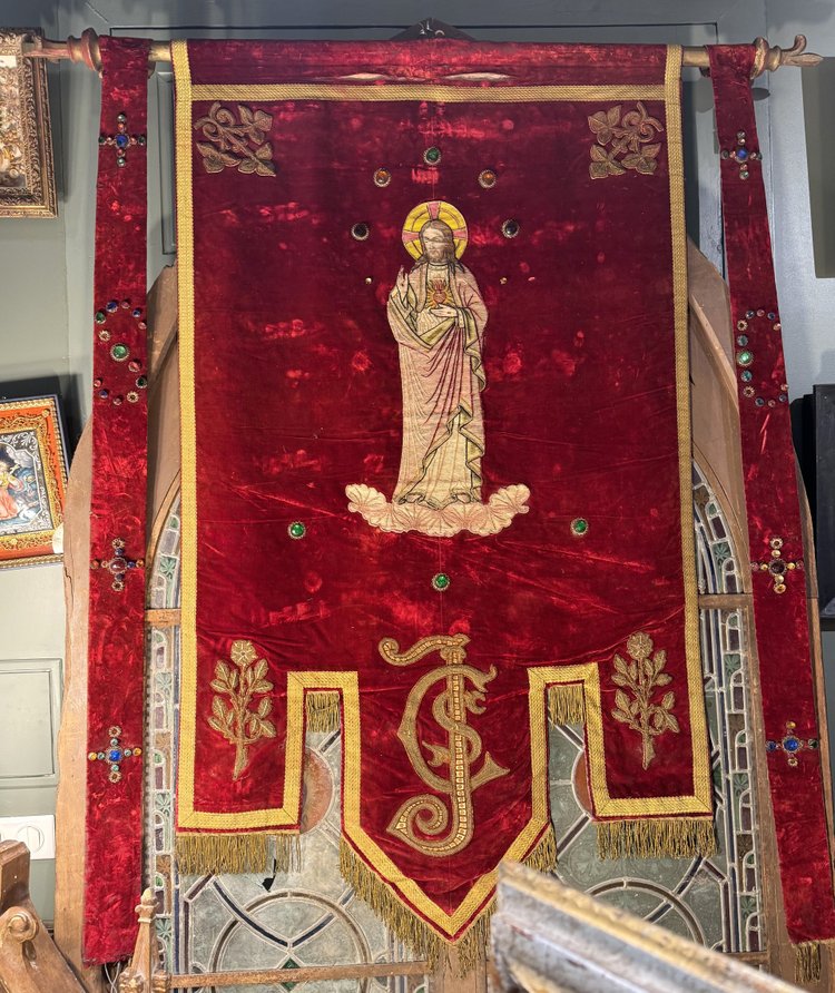 Grande stendardo con Cristo - XIX secolo