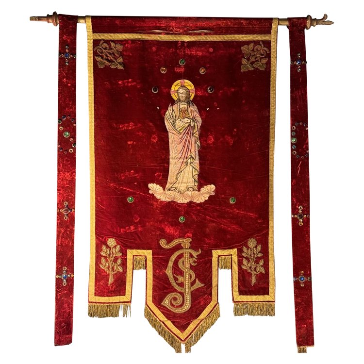 Grande stendardo con Cristo - XIX secolo