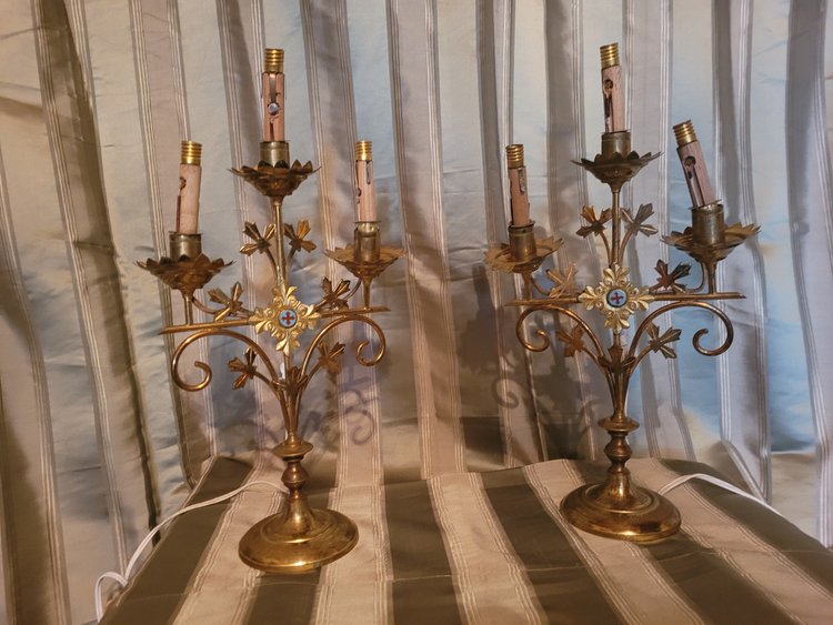 Pair of church candlesticks, circa 1900