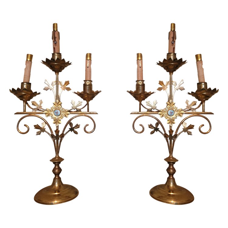 Pair of church candlesticks, circa 1900