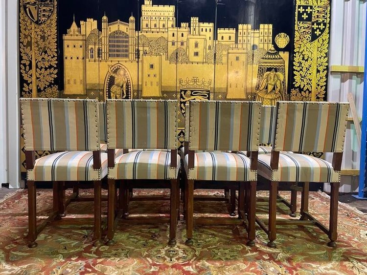 Set of 8 Renaissance style oak chairs